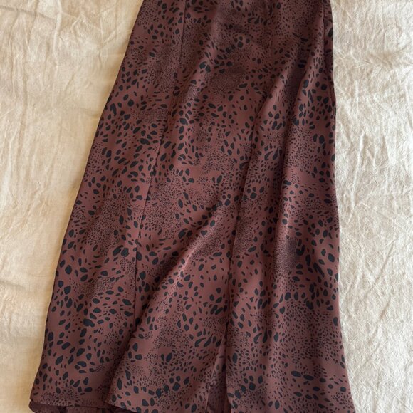 Wilfred Rhythm - Brown Leopard Satin - Midi Skirt - Size 0 - Picture 3 of 5